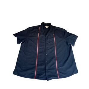 Men's Vintage Island Passport Cuban Cigar Lounge Resort Button Up Black Size 2XL